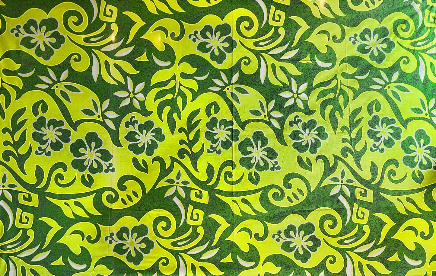 pc-0001 Green Yellow Wood Cut poly/cotton sarong